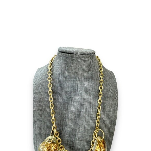 Artisan Gay Isber Statement Necklace Gold Grape Charms Resin Mixed Media 19” - Picture 5 of 11